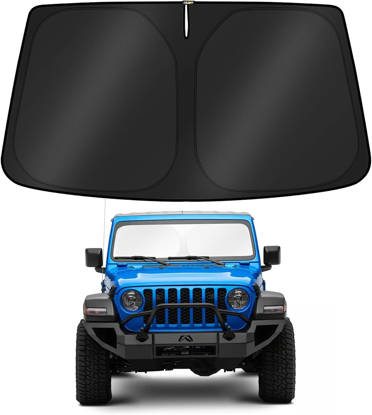 KUST Windshield Sun Shade for 2017-2026 Tesla Model Y/Model 3 Sunshade Accessories (Fit 2025-2026 Model Y Juniper / 2024 Model 3 Highland) Upgraded Foldable Sunshade, Blocks UV Rays Keep Car Cool