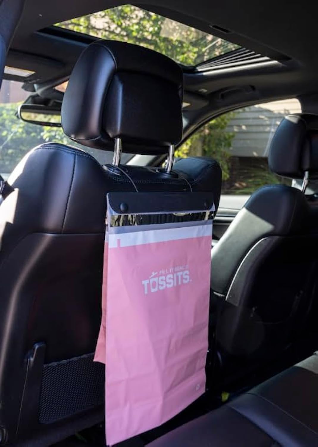 Tossits Hanging Car Trash & Garbage Bags, Disposable, Black 21 Count