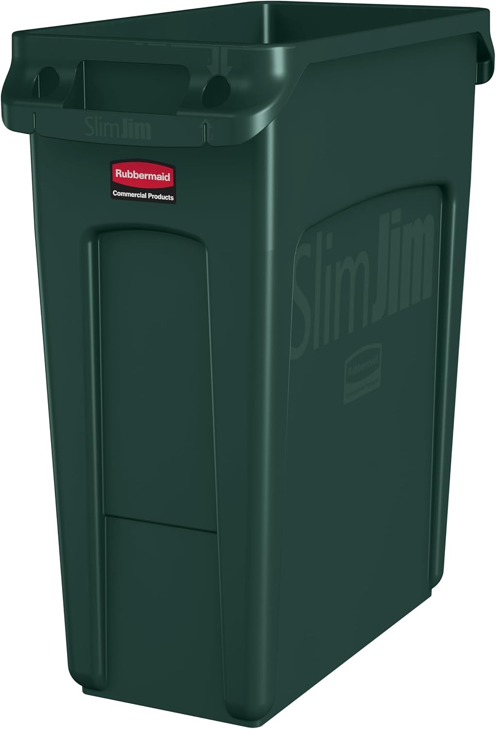 Rubbermaid Commercial Products Slim Jim Plastic Rectangular Trash/Garbage Can With Venting Channels, 23 Gal, Black, for Kitchen/Office/Workspace