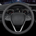 LKWLIKEI Nappa Premium Leather car Steering Wheel Cover, Non-Slip, Breathable, Universal 15 inches, Black.