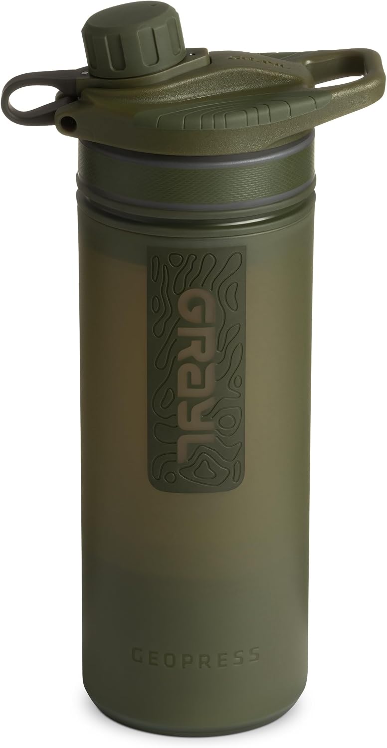GRAYL GeoPress 24 oz Water Purifier & Water Filter Bottle, Black Camo