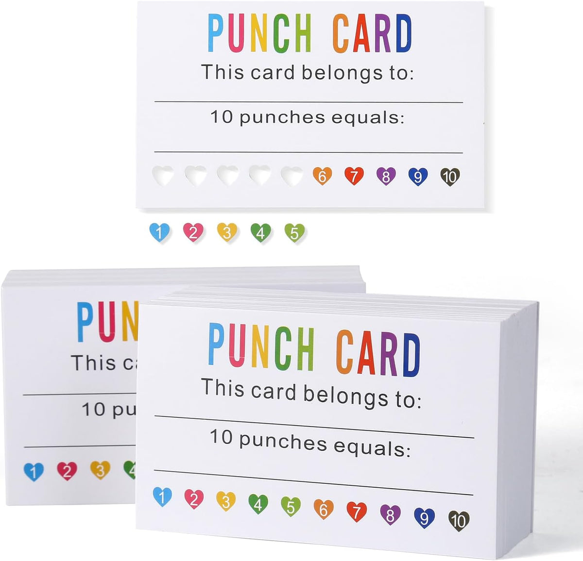 ONEDONE Punch Cards 200 Pack Reward Punch Cards for Classroom with Puncher
