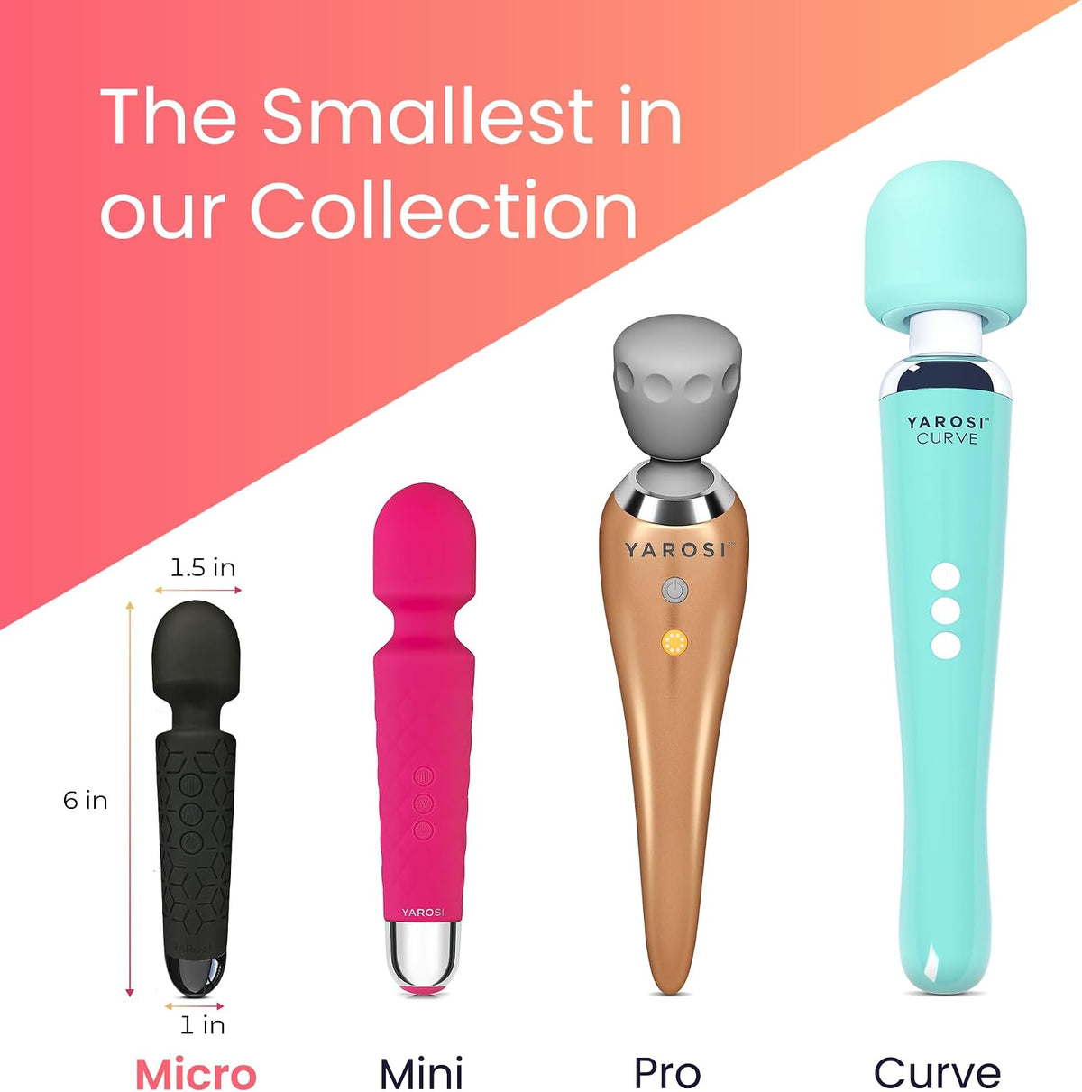 Yarosi Micro Personal Massage Wand Smallest Strongest Handheld Cordless Massager, Strong Powerful Compact Perfect For Travel, Magic Stress Away, All Body Back Legs Hand Pains Sports Recovery