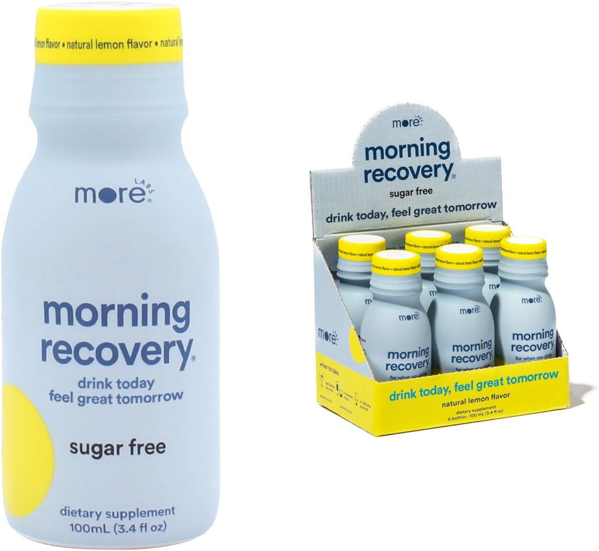 Morning Recovery DHM Electrolyte, Milk Thistle Drink Proprietary Formulation to Hydrate While Drinking, Non GMO, Vegan, Gluten-Free, Sugar-Free Lemon, Pack of 6