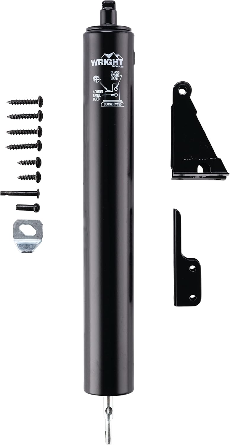 Wright Products Heavy-Duty Pneumatic Storm Door Closer – Durable, Adjustable, Quiet-Closing with Hold-Open Feature (Transitional, White)