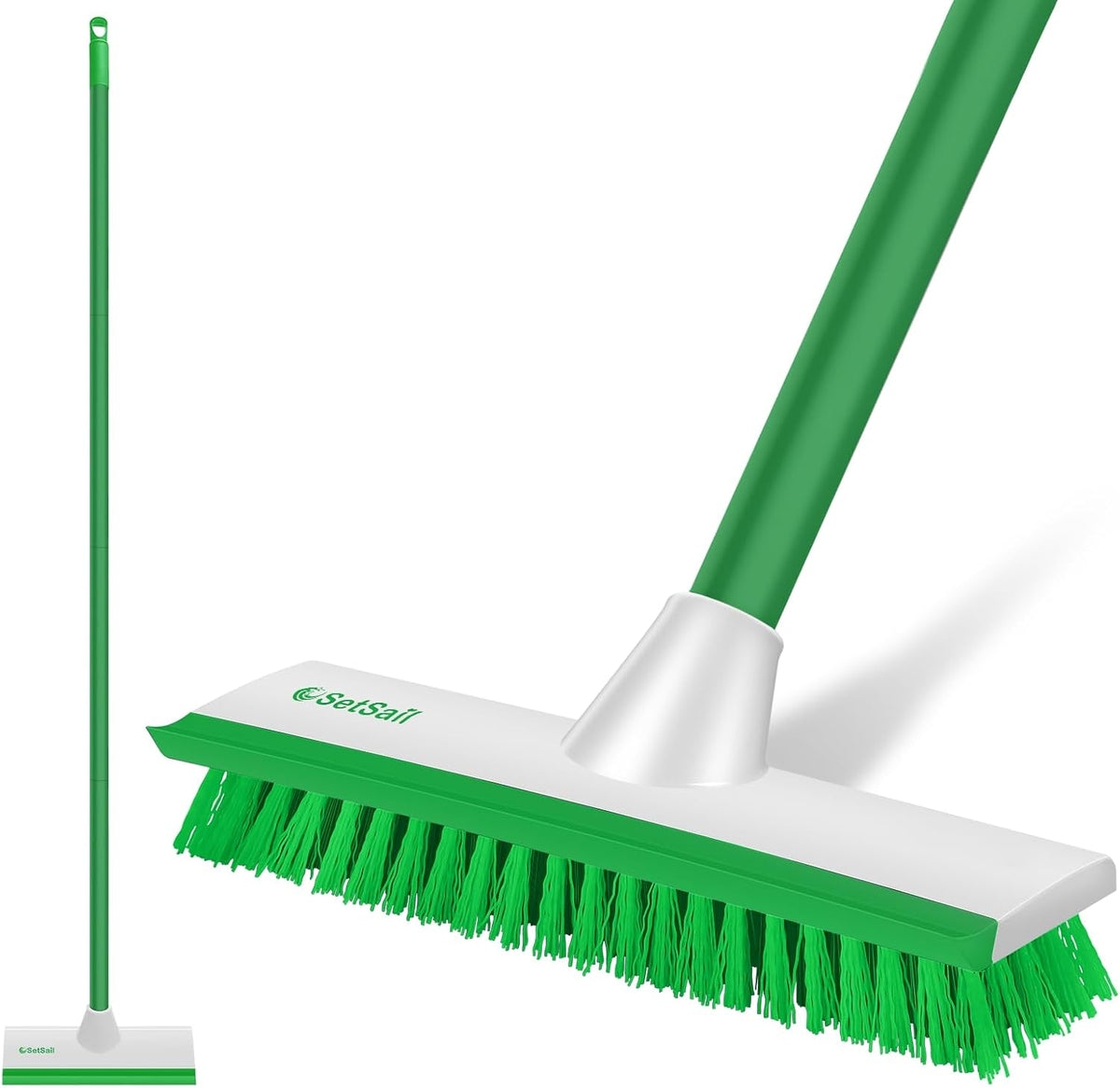 SetSail Floor Scrub Brush with 51-Inch Long Adjustable Handle 2 in 1 Scrape Brush Stiff Bristle Floor Scrubber for Cleaning Shower Bathroom Garage Kitchen Wall Deck Tub Tile