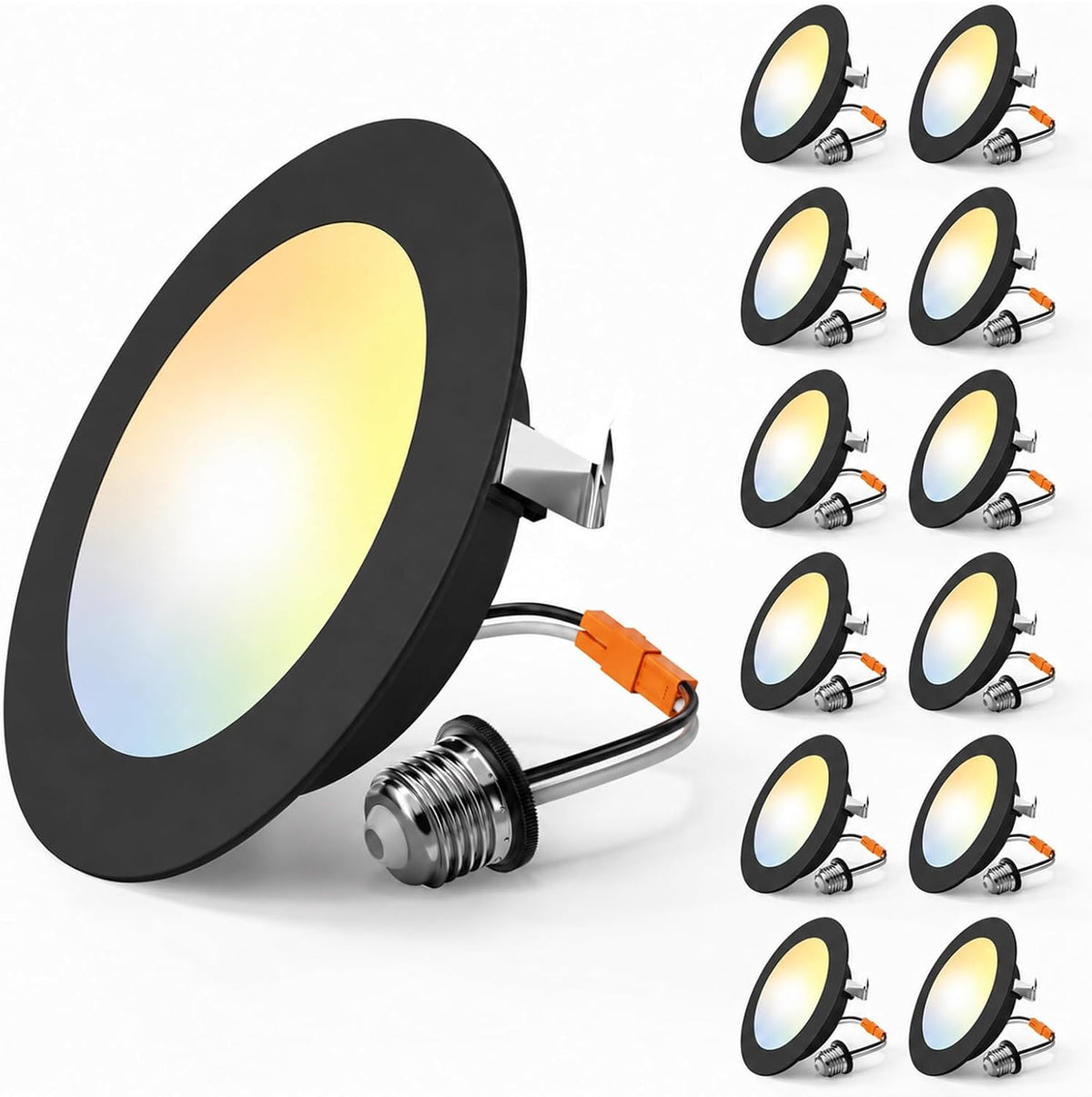 Amico Recessed Lighting 5/6 Inch, 12 Pack 5CCT Flat LED Can Lights, White