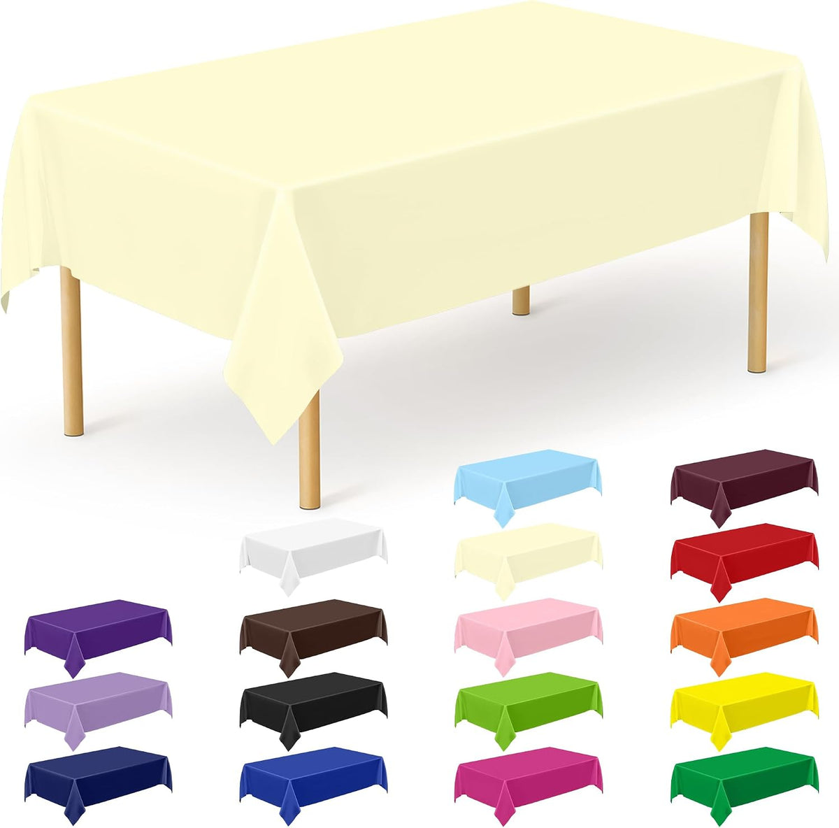 4Pack Black and Gold Tablecloths for Events, 54" x 108" Plastic Table Cloth Disposable for Rectangle Tables, Waterproof Table Cloth Cover for New Years Eve Decorations Holiday Birthday Wedding Dining