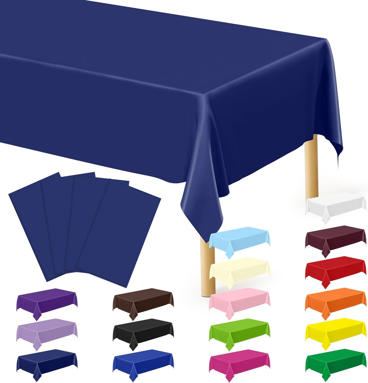 4Pack Black and Gold Tablecloths for Events, 54" x 108" Plastic Table Cloth Disposable for Rectangle Tables, Waterproof Table Cloth Cover for New Years Eve Decorations Holiday Birthday Wedding Dining