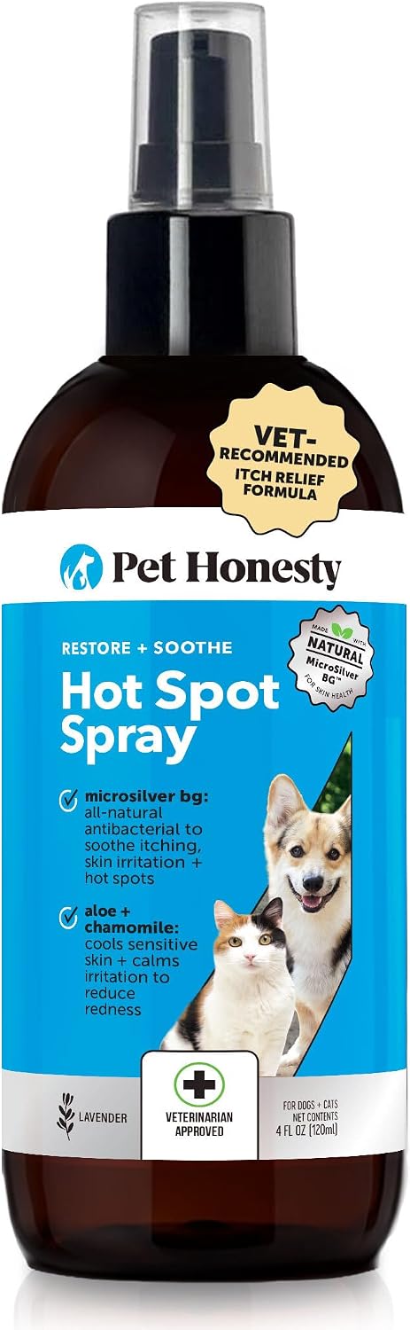 Restore + Soothe Hot Spot Spray for Dogs & Cats – Gentle Dog Skin Spray with Aloe Vera & MicroSilver BG – Soothes Itching, Hot Spots & Irritation – Dog Itch & Hot Spot Remedy for Sensitive Skin – 4oz