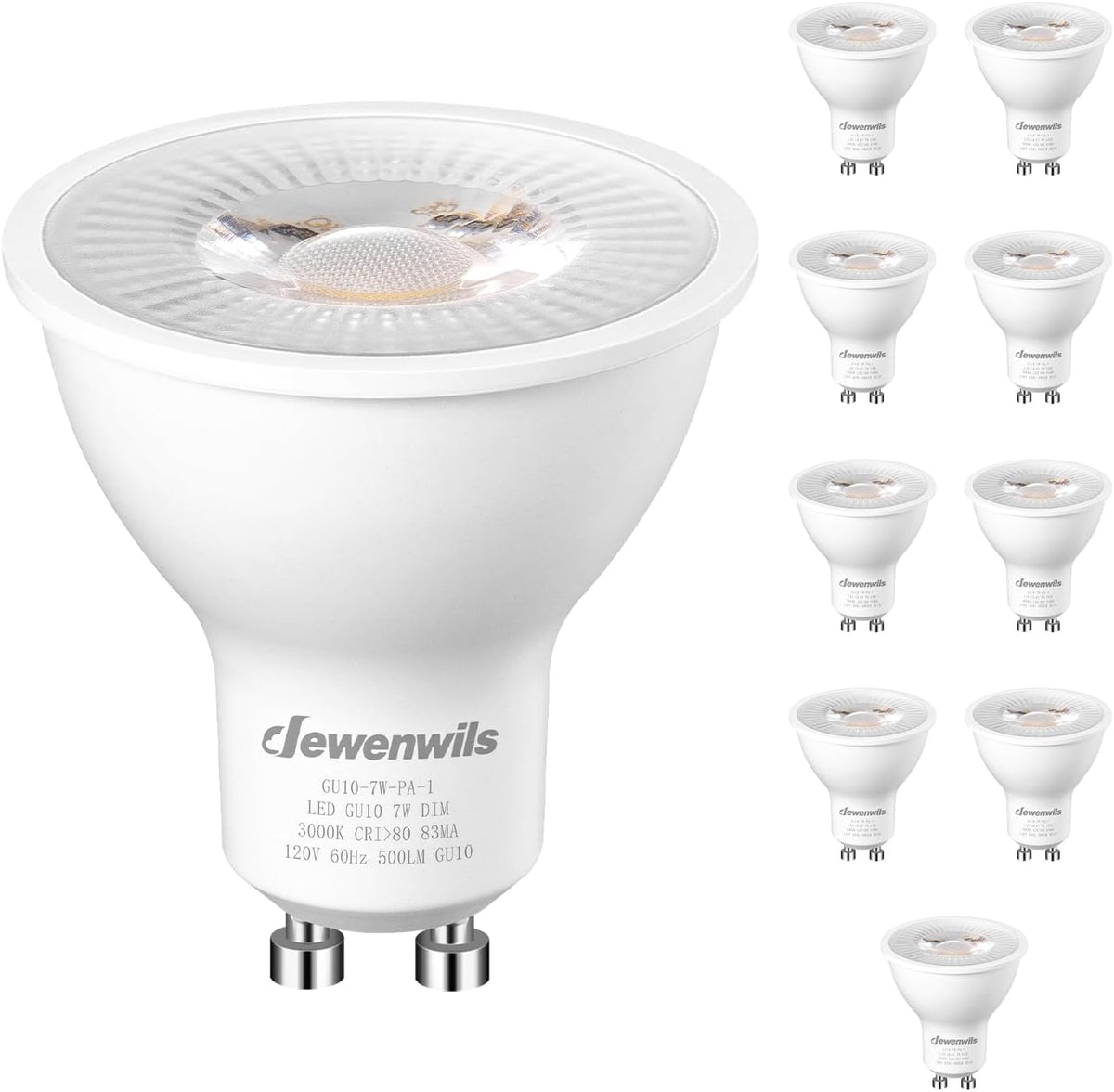 DEWENWILS 10-Pack GU10 LED Bulb Dimmable Replacement for Track Lighting