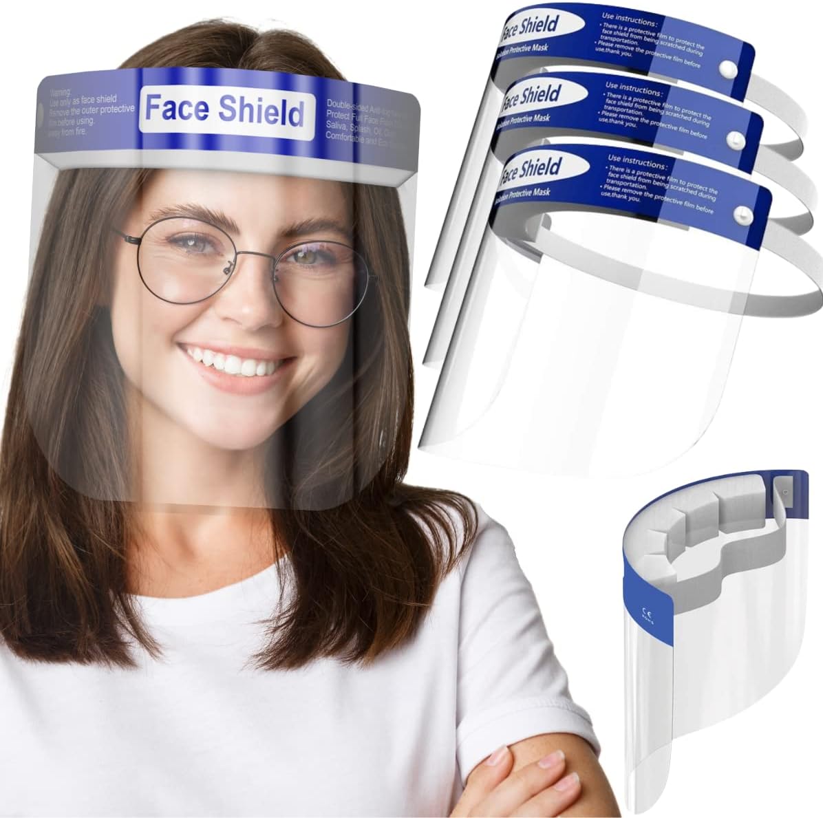 Medical Nation Face Shield | 10 Pack | Clear Plastic Full Face Shields