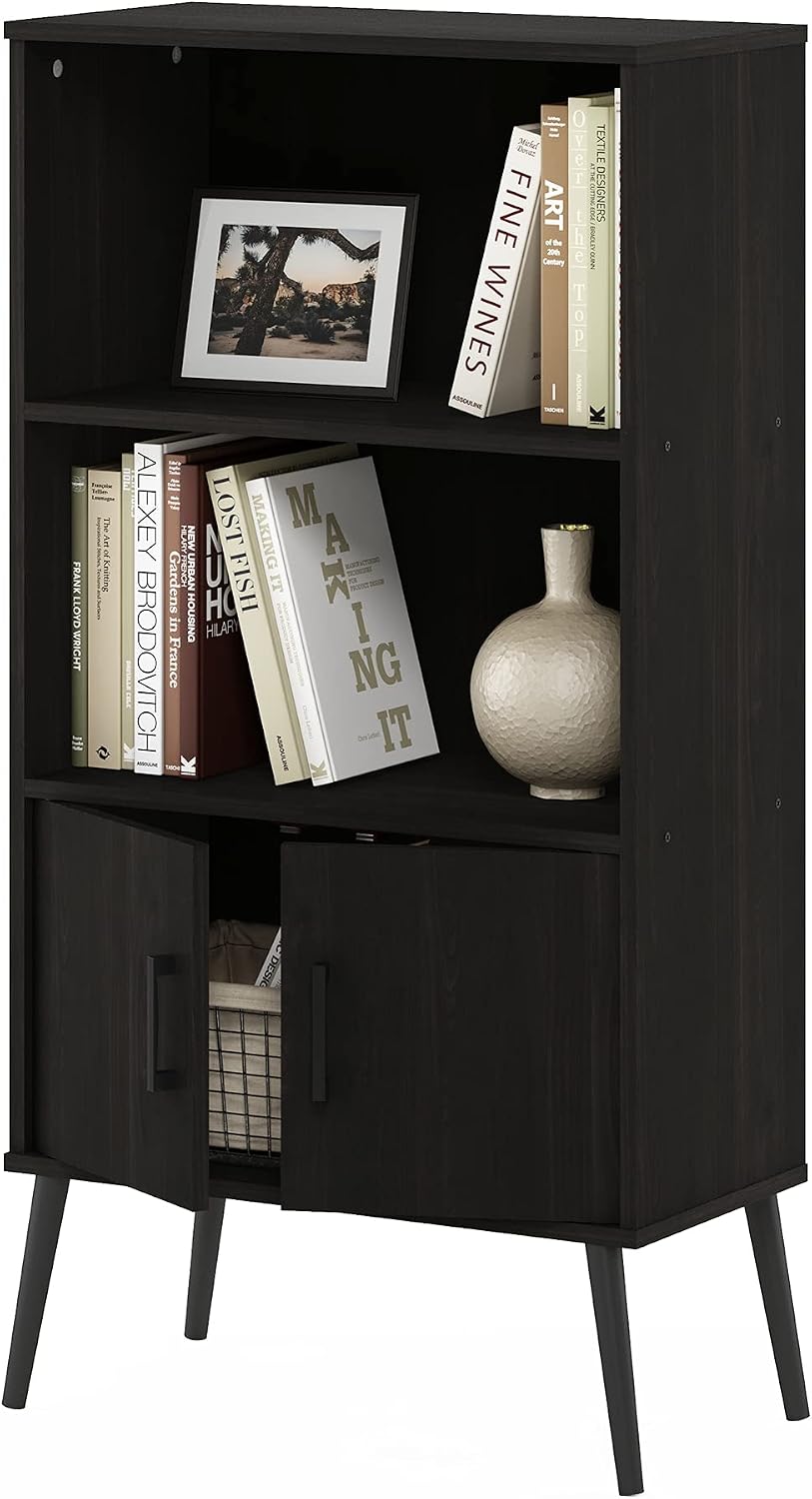 Furinno JAYA Book Shelf, 3-Tier Bookshelf, Bookcase with Adjustable Shelves, 9.5 x 24.5 x 40.3, for Organization and Storage, for Living Room, Bedroom, Home Office, French Oak