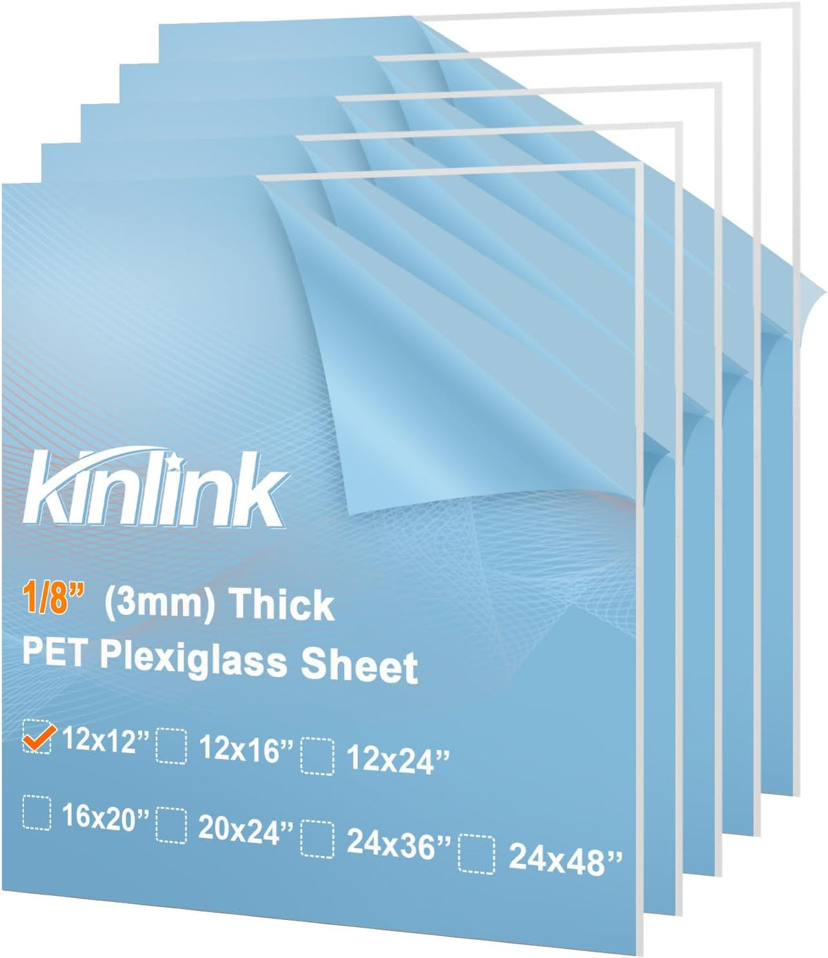 KINLINK 24x36 Plexiglass Sheets 1/8 inch Thick, 3mm Clear PET Plastic Sheet for DIY Project, Craft, Table top, Picture Frame, Acrylic Sign and Wedding Invitation 2 Pack