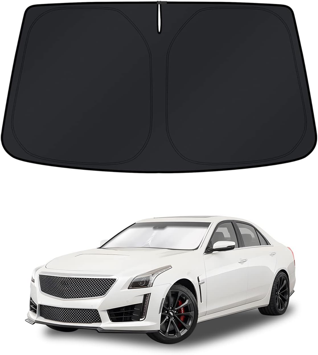KUST Windshield Sun Shade for 2017-2026 Tesla Model Y/Model 3 Sunshade Accessories (Fit 2025-2026 Model Y Juniper / 2024 Model 3 Highland) Upgraded Foldable Sunshade, Blocks UV Rays Keep Car Cool