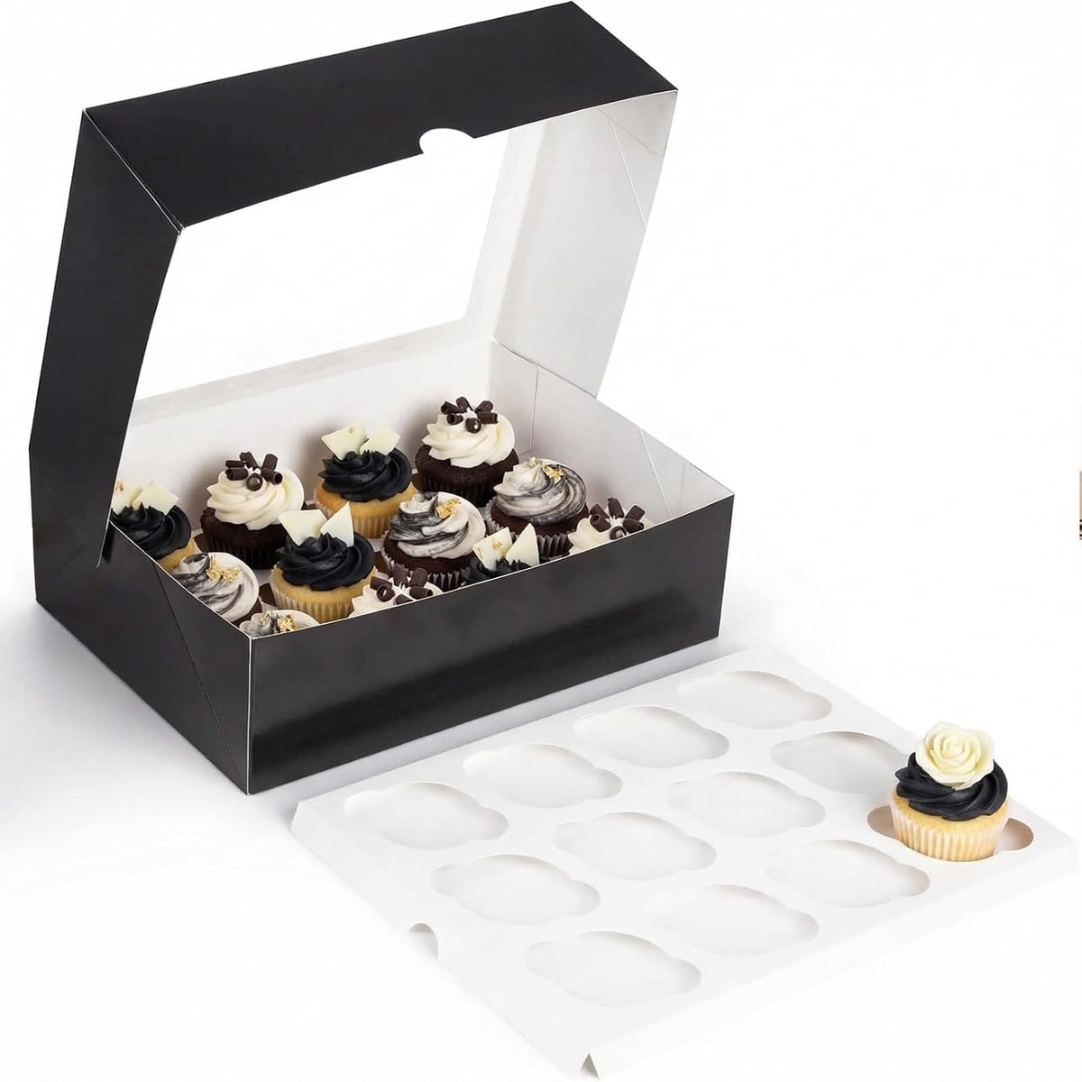 VGOODALL 12 Count Cupcake Boxes, 6 PCS Cupcake Container with Window