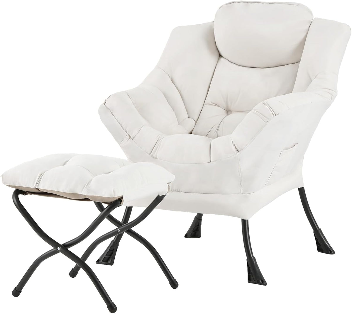 Tiita Lazy Chair with Ottoman, Comfy Reading Accent Chair, Dark Grey