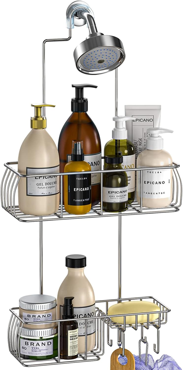 Epicano Shower Caddy Hanging,Large Capacity Shower Organizer,Black