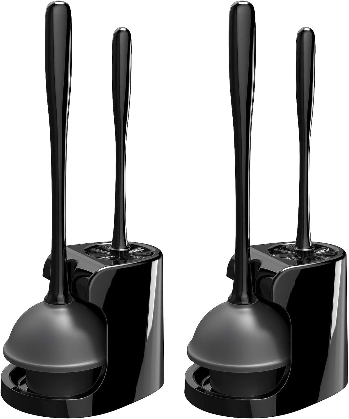 MR.SIGA Toilet Plunger and Brush Combo for Toilet Cleaning, Black, 2 Set