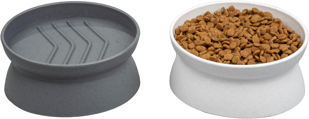 Kitty City Elevated Cat Bowls (Set of 2), Whisker-Friendly Raised Cat Food & Water Dishes, Modern Pedestal Design, Dishwasher Safe, 6.5 oz Each – Teal & Light Pink