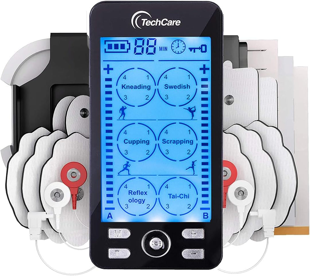 Rechargeable TENS EMS Muscle Stimulator, Dual Channel Electric Pulse Massager for Back & Neck Muscle Recovery and Pain Relief