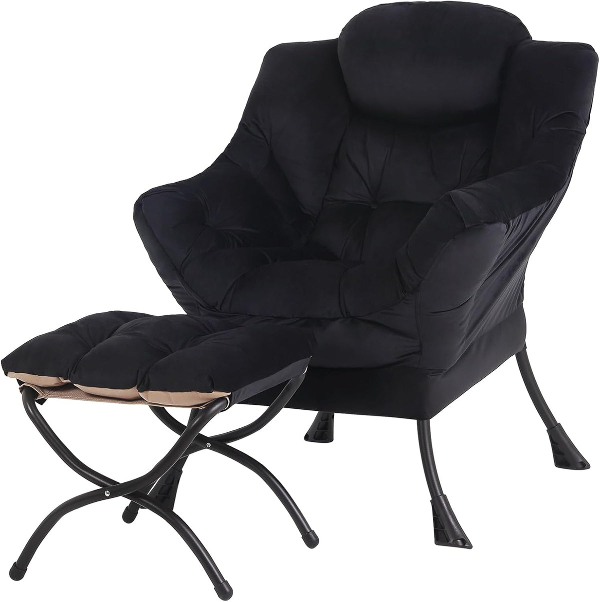 Tiita Lazy Chair with Ottoman, Comfy Reading Accent Chair, Dark Grey