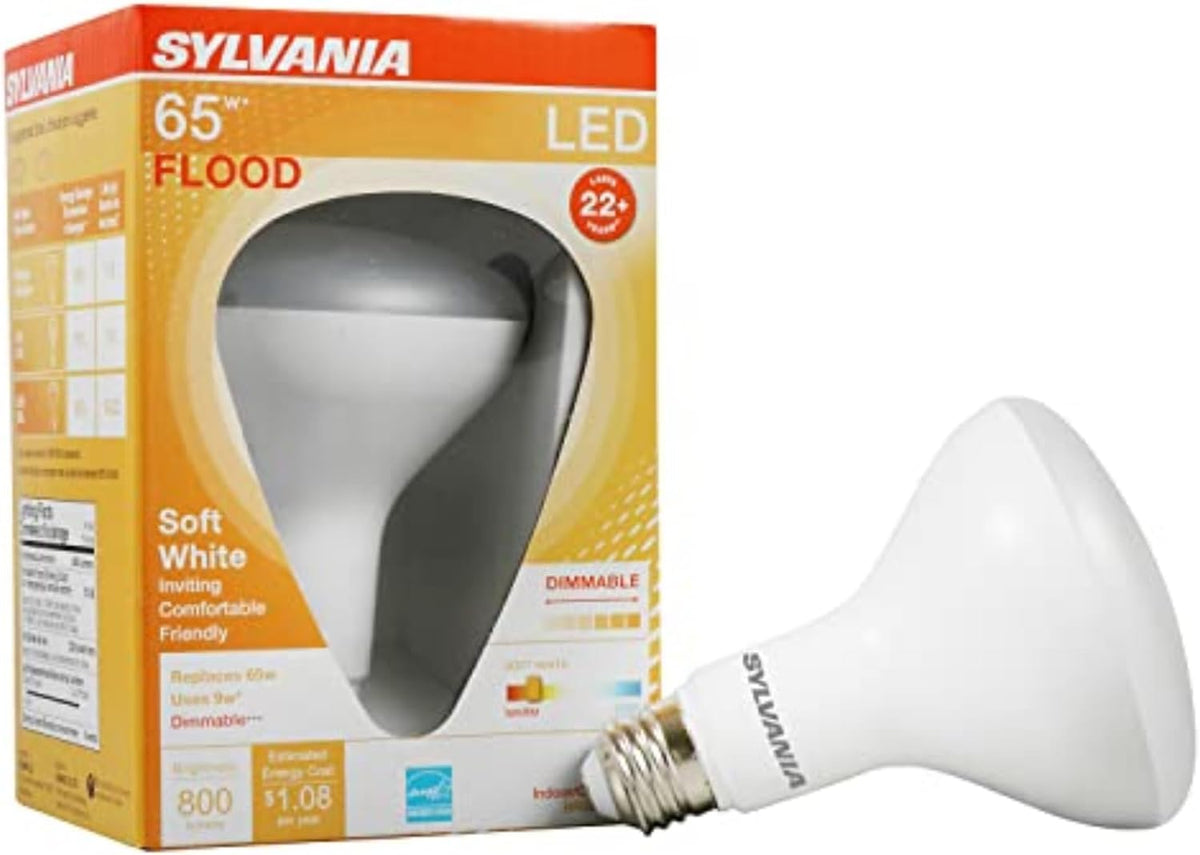 Sylvania ECO LED BR30 Light Bulb, 65W = 10W, Dimmable, Frosted Finish, 650 Lumens, 2700K, Soft White - 4 Pack (40870)