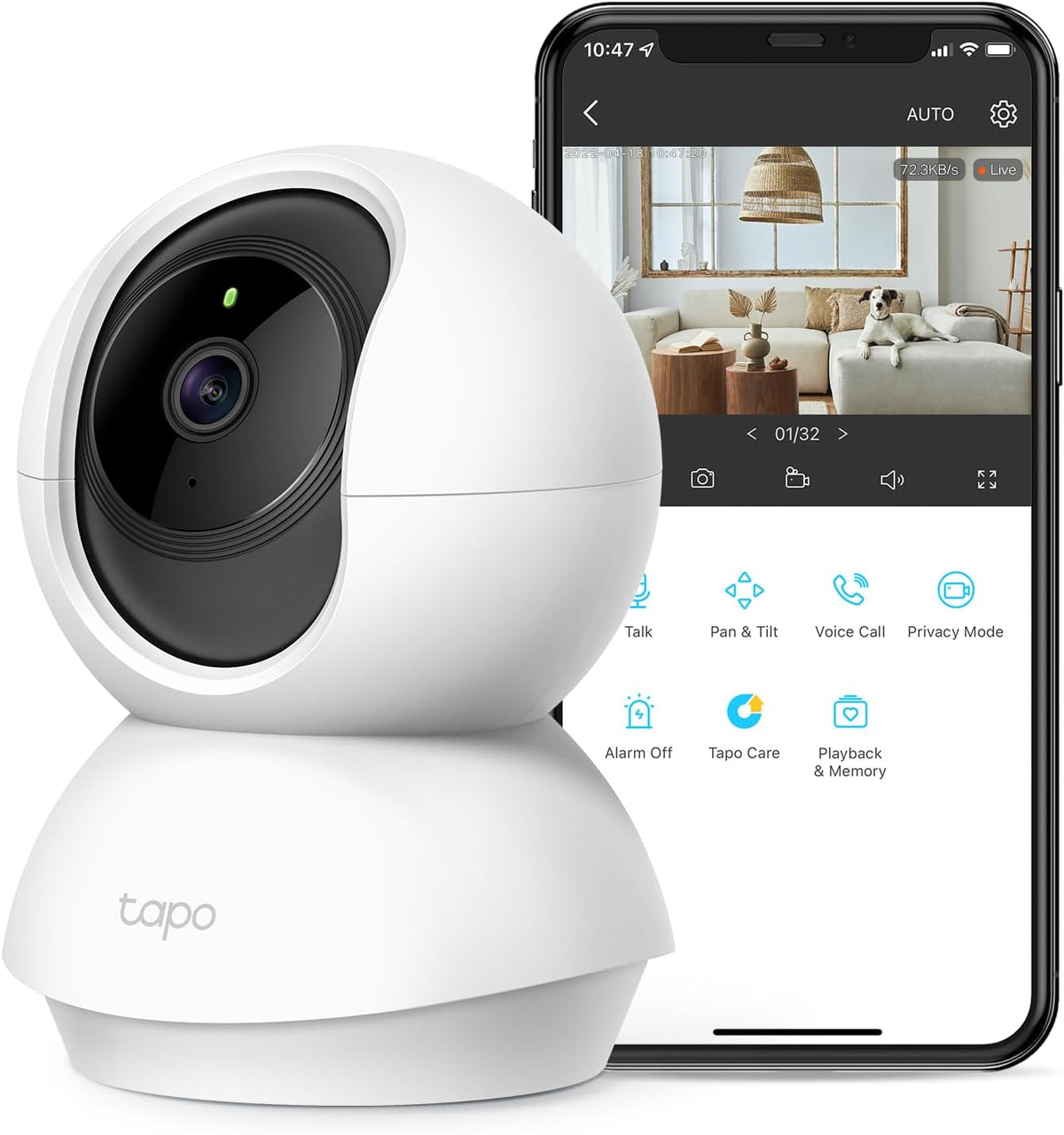 Tapo 2K Pan Tilt Security Camera for Baby Monitor, Dog Camera, C211