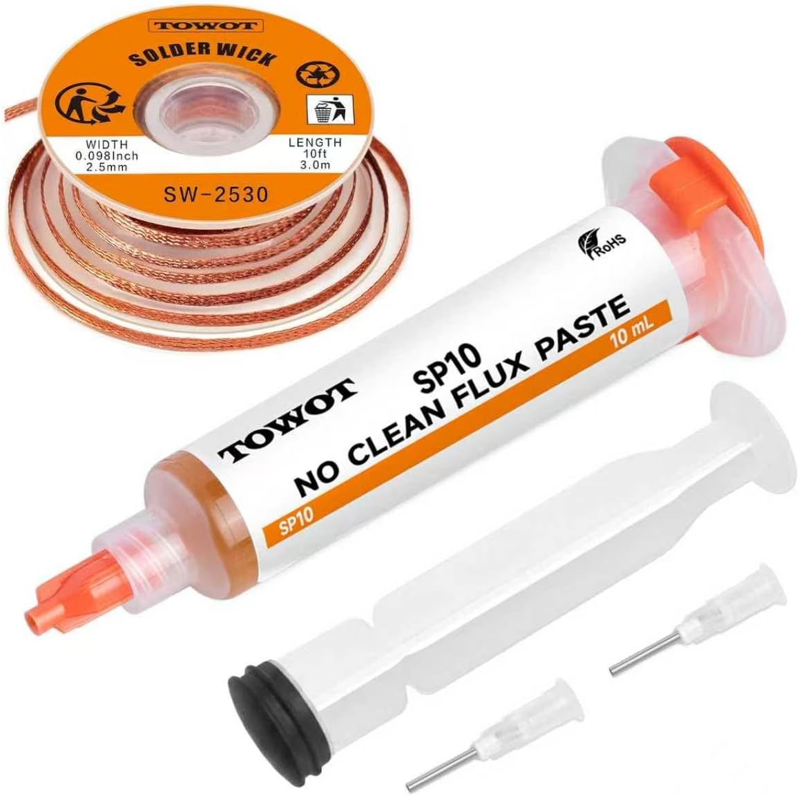 TOWOT Solder Wick Braid 10ft Desoldering Wick Braid Remover Tool With Flux No-Clean Soldering Wick Desolder Soldering 0.1 inch Width