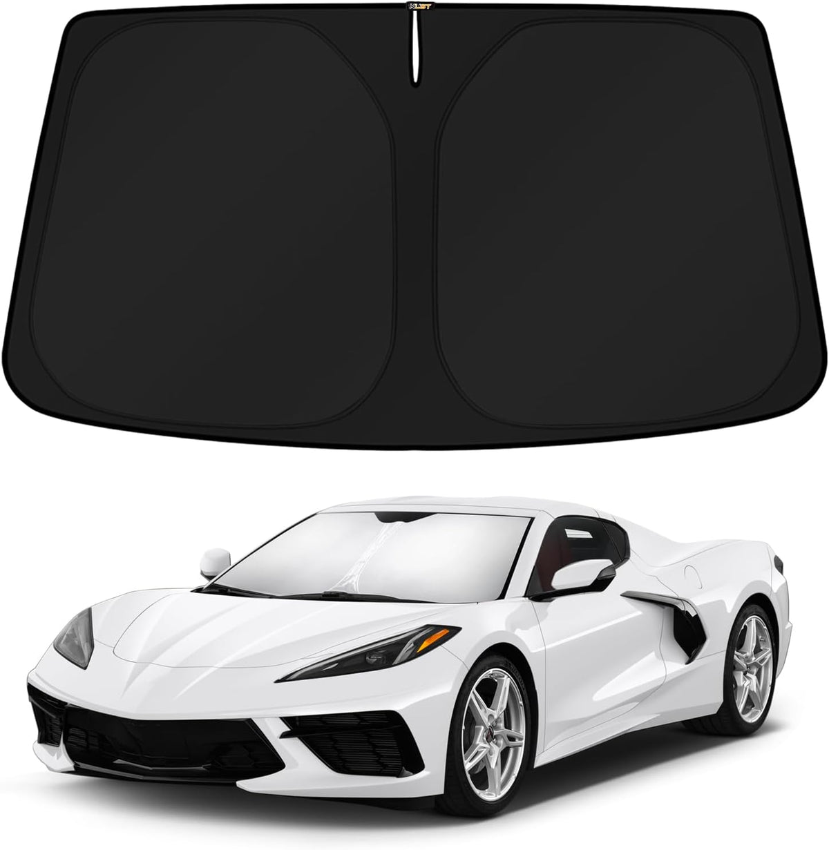 KUST Windshield Sun Shade for 2017-2026 Tesla Model Y/Model 3 Sunshade Accessories (Fit 2025-2026 Model Y Juniper / 2024 Model 3 Highland) Upgraded Foldable Sunshade, Blocks UV Rays Keep Car Cool