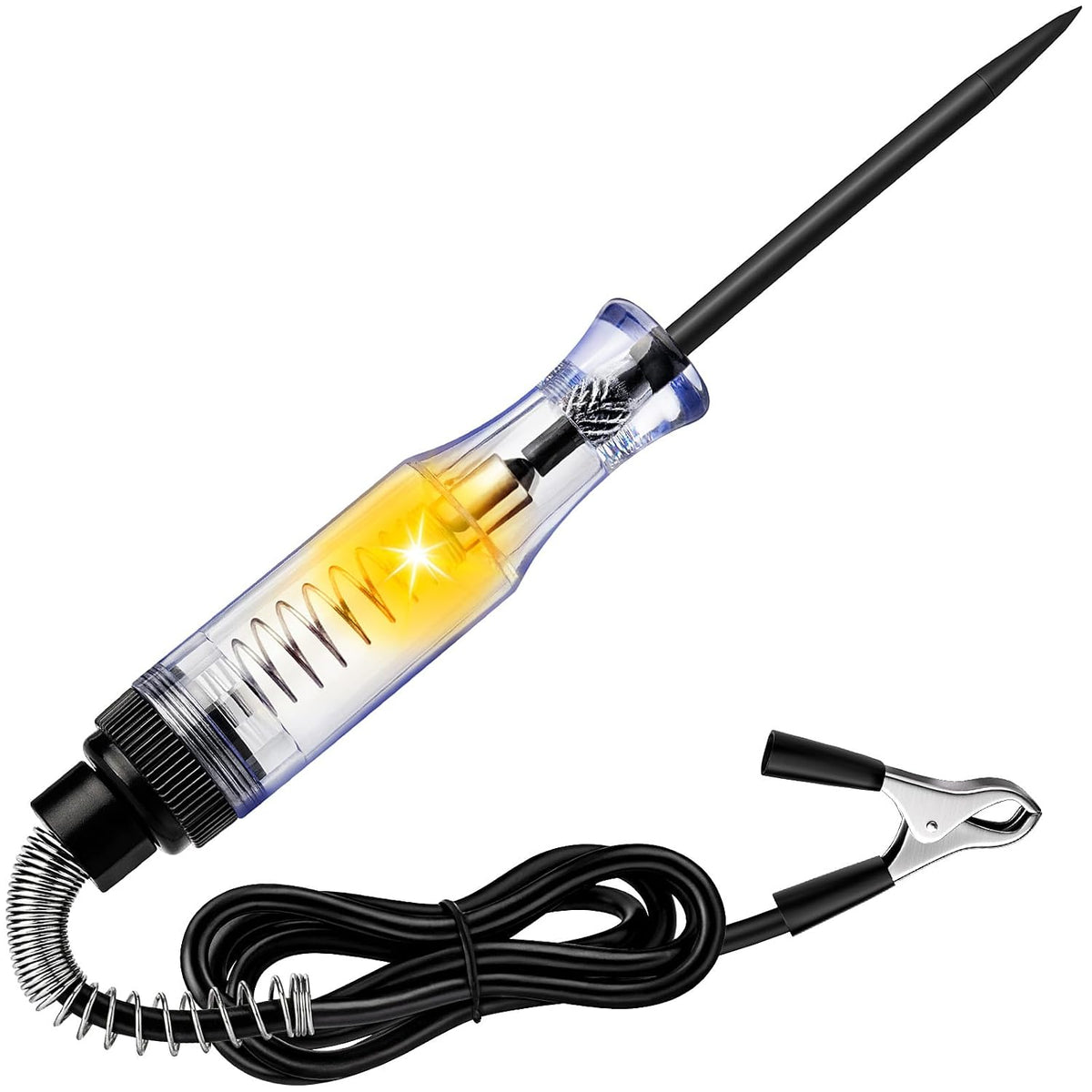 Test Light Automotive, Circuit Tester 6V-12V-24V DC Car Electrical Test Pen with Alligator Clip and Long Steel Probe, Continuity Voltage Fuse Tester for Sedan, SUV, RV and Truck