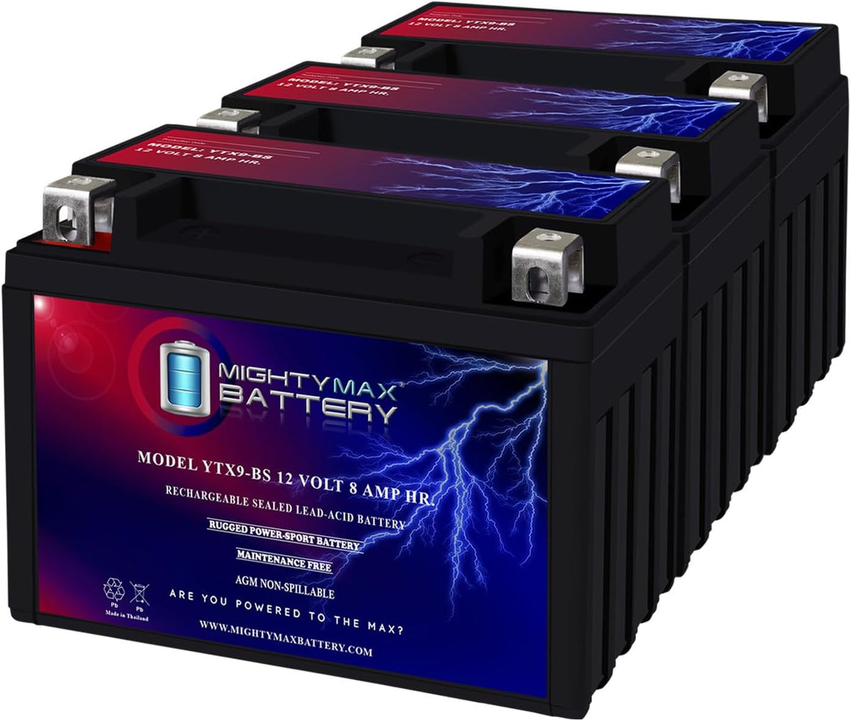 Mighty Max Battery YTX9-BS -12 Volt 8 AH, 135 CCA, Rechargeable Maintenance Free SLA AGM Motorcycle Battery