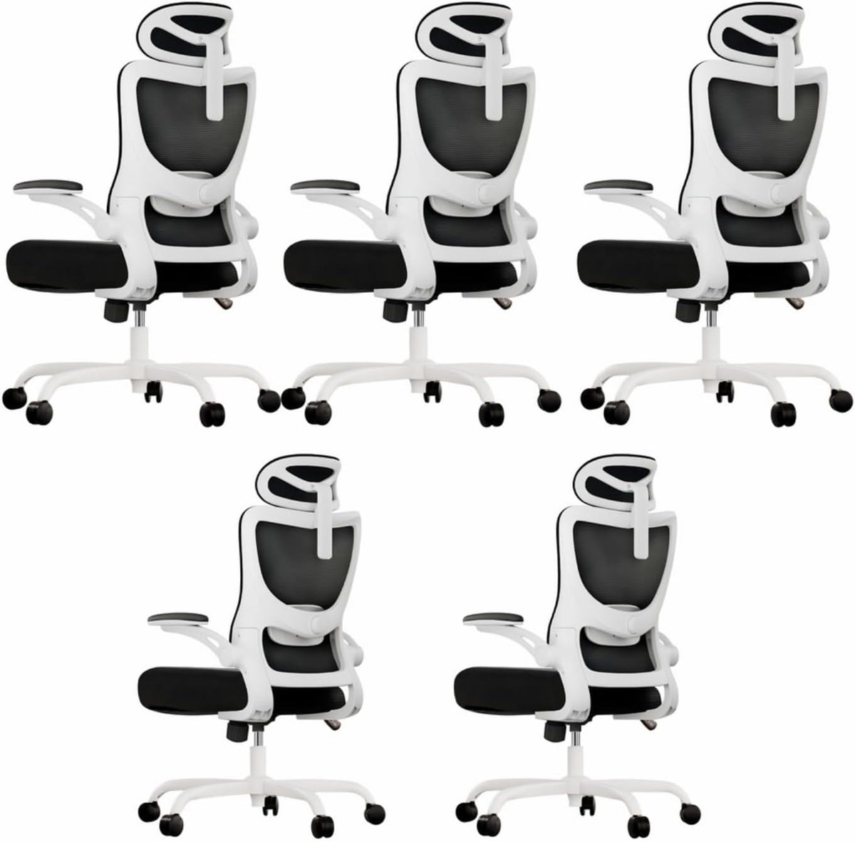 Marsail Ergonomic Office Chair: Office Desk Chair with High Back Mesh and Adjustable Lumbar Support Rolling Work Swivel Task Chairs with Wheel 3D Armrests and Headrest