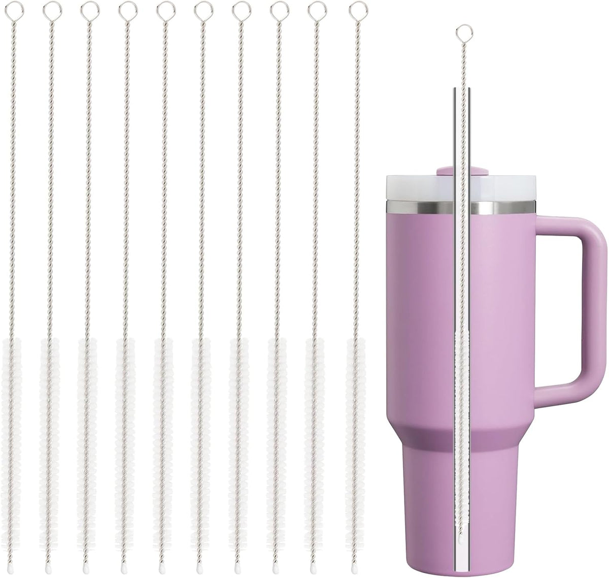 Straw Cleaner Brush for Stanley, 4Pcs Reusable Extra Long Straw Cleaning Brush for 14oz 20oz 30oz 40oz Stanley Mug, Cleaning Brush for All Plastic, Glass, Stainless and Silicone Straws