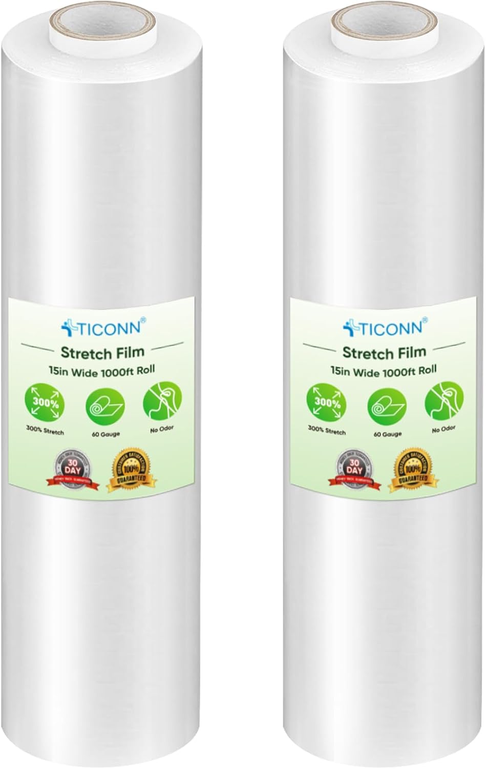 TICONN Stretch Wrap Roll, 15 in x 1000 ft Plastic Wrap for Moving Furniture