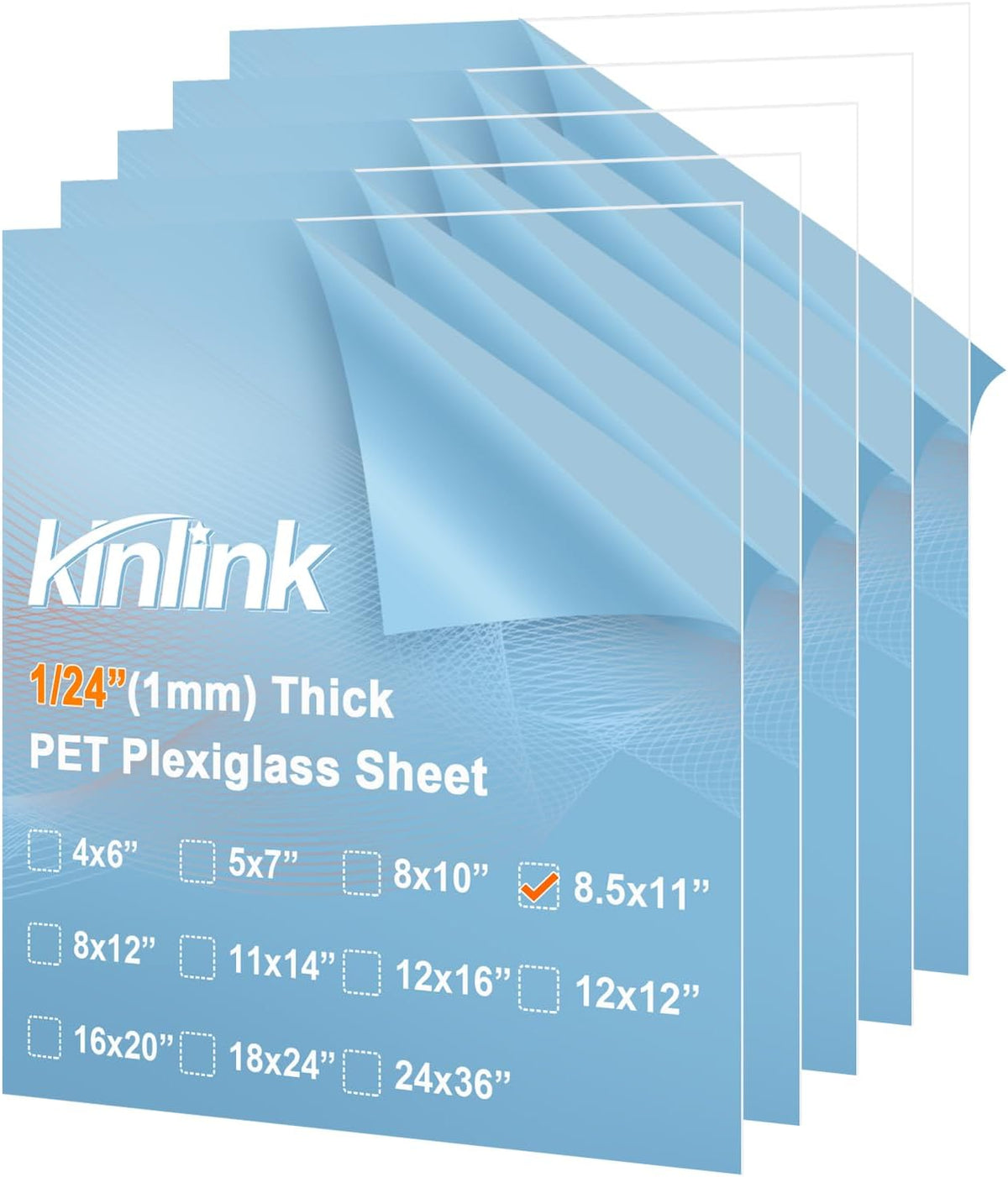 KINLINK 24x36 Plexiglass Sheets 1/8 inch Thick, 3mm Clear PET Plastic Sheet for DIY Project, Craft, Table top, Picture Frame, Acrylic Sign and Wedding Invitation 2 Pack