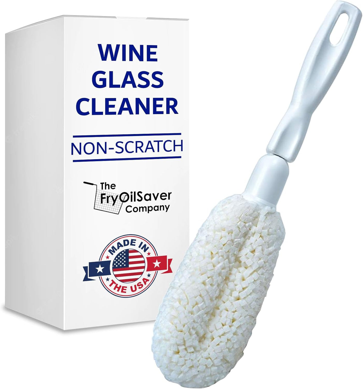 Flute and Stemware Wine Glass Cleaning Brush - Dishwasher Safe, Non-Scratch Flute Cleaner for Crystal Glasses, Champagne Glass, Goblet, Wine Decanter - for Bar & Restaurant by FryOilSaver - B61C