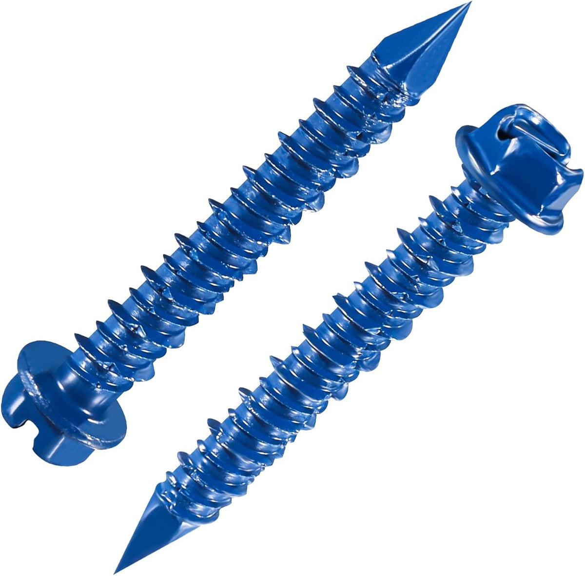 Wensilon(30 PCS) 3/16" * 1-1/4" Slotted Hex Concrete Screws Anchor Blue Hexagon Head for Anchoring to Masonry, Block or Brick Stucco