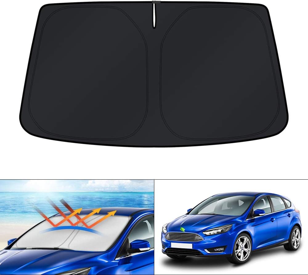 KUST Windshield Sun Shade for 2017-2026 Tesla Model Y/Model 3 Sunshade Accessories (Fit 2025-2026 Model Y Juniper / 2024 Model 3 Highland) Upgraded Foldable Sunshade, Blocks UV Rays Keep Car Cool