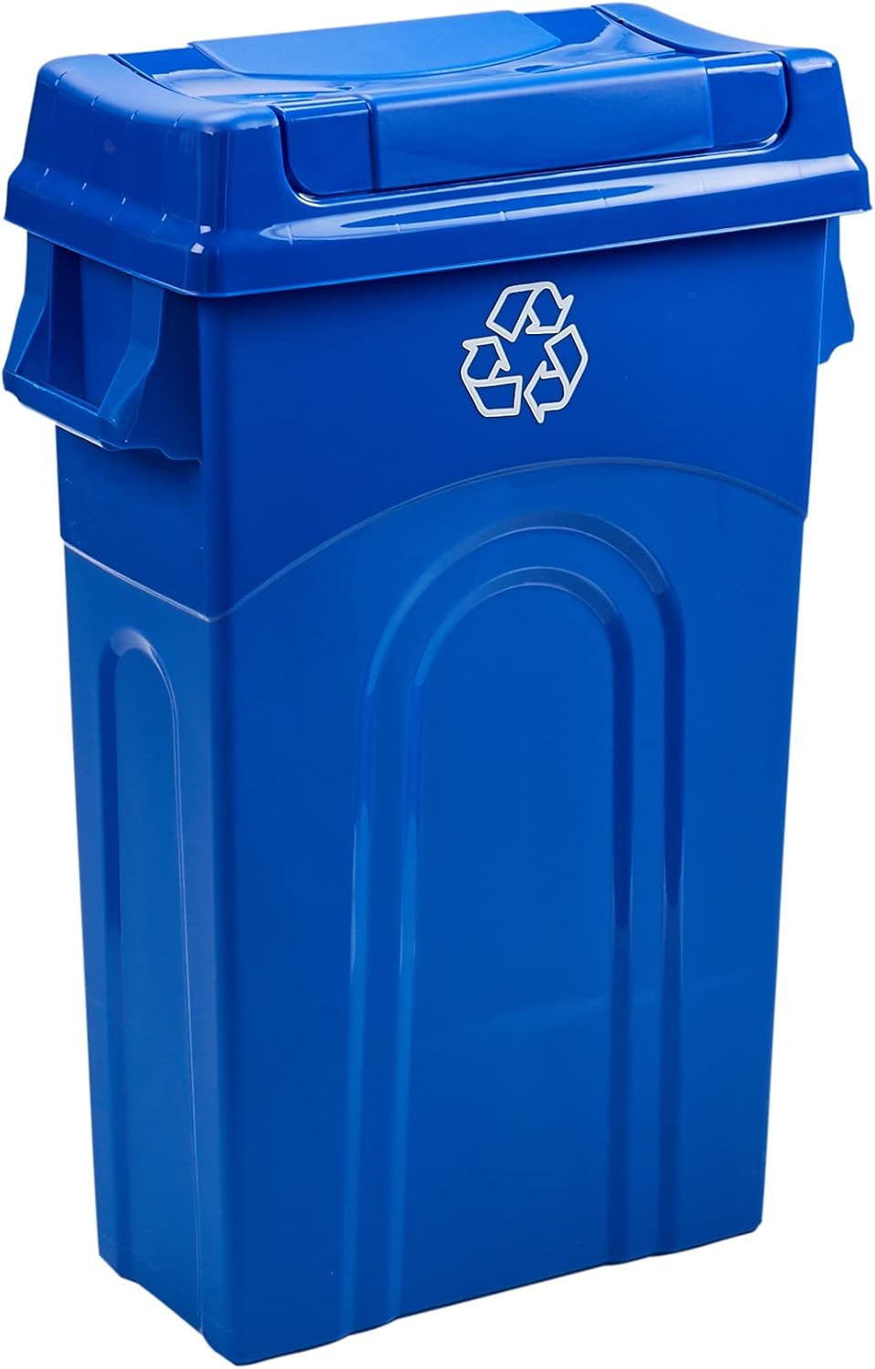 United Solutions Highboy Waste Container with Swing Lid, 23 Gallon, Space Saving Slim Profile and Simple Bag Removal, Handles for Easy Carrying, Indoor/Outdoor Use, Plastic, Black, 1-Pack.