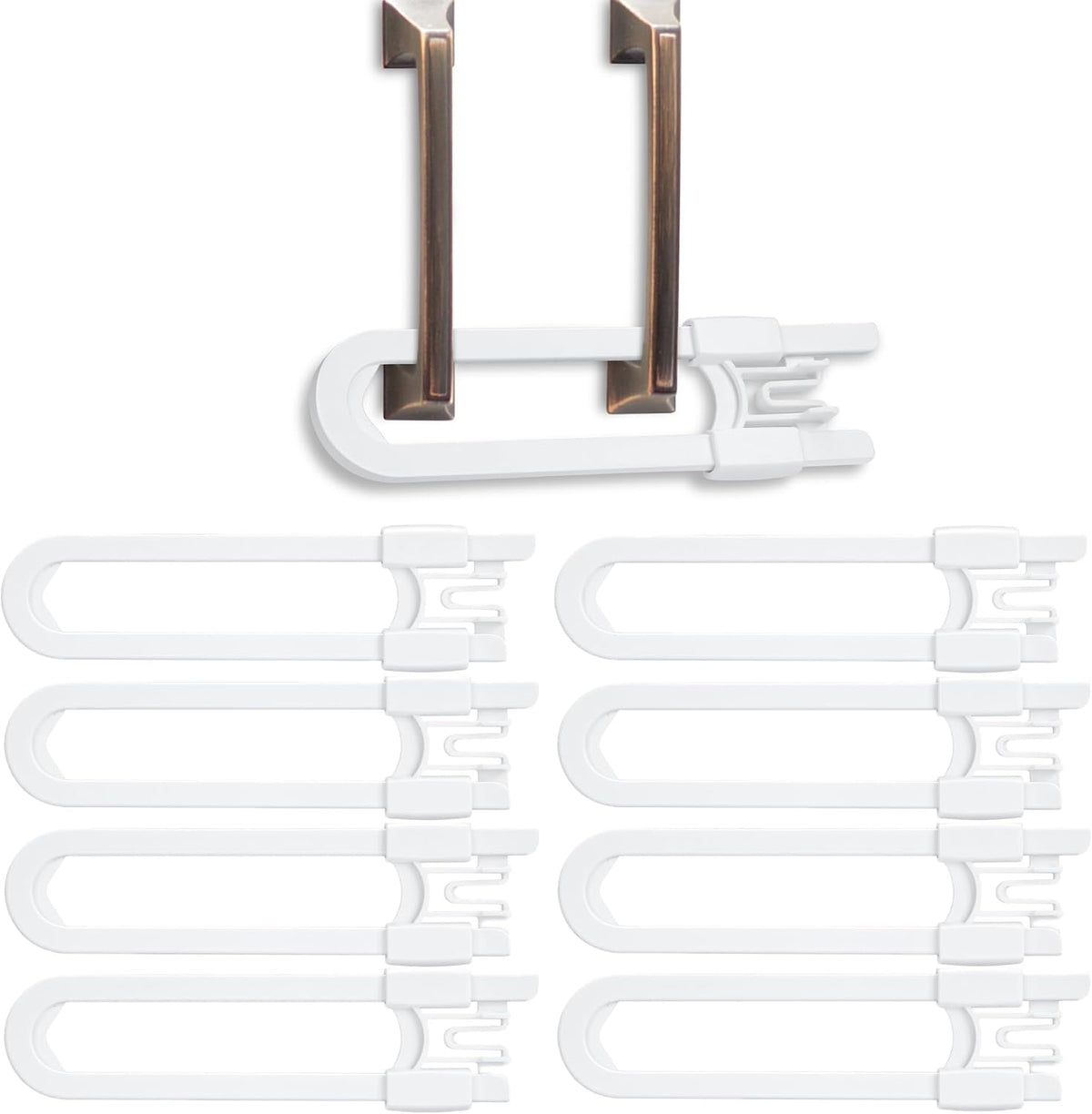 Vmaisi 8 Pcs Baby Sliding Cabinet Locks Adjustable U Shaped Child Safety