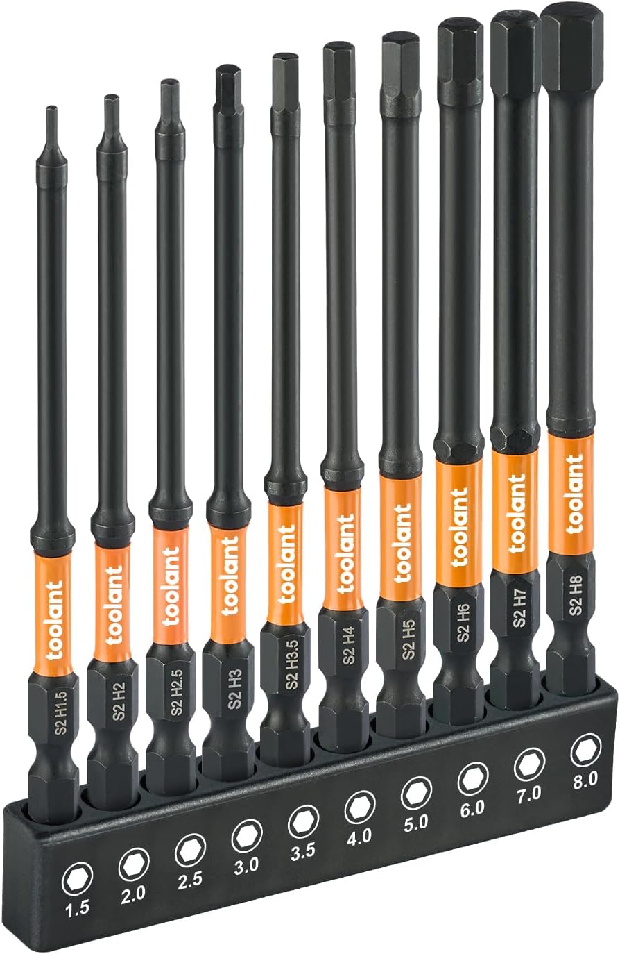 toolant Impact Allen Wrench Drill Bit Set, 20-Piece Metric & SAE, 2-Inch
