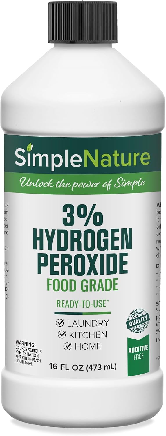 SimpleNature 12% Food Grade Hydrogen Peroxide Solution - 1 Gallon - Natural Multipurpose Cleaner - Made in USA - Ideal for Commercial, Residential, Kitchen, Bath, Laundry, and More