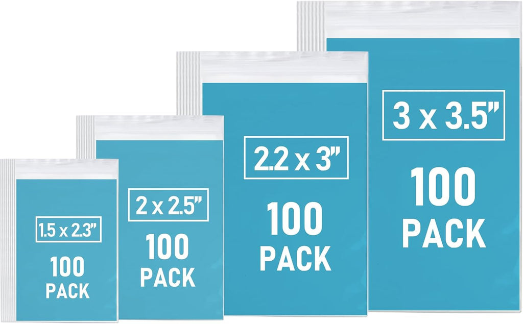 Small Plastic Bags, 300 PCS Mini Baggies, 3 Assorted Sizes