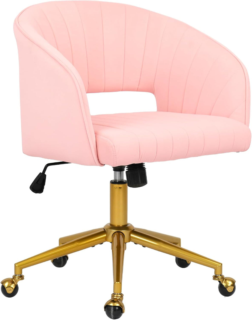 KCC Vanity Chair Velvet Desk Chair with Gold Base for Living Room,Cream