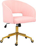 KCC Vanity Chair Velvet Desk Chair with Gold Base for Living Room,Cream