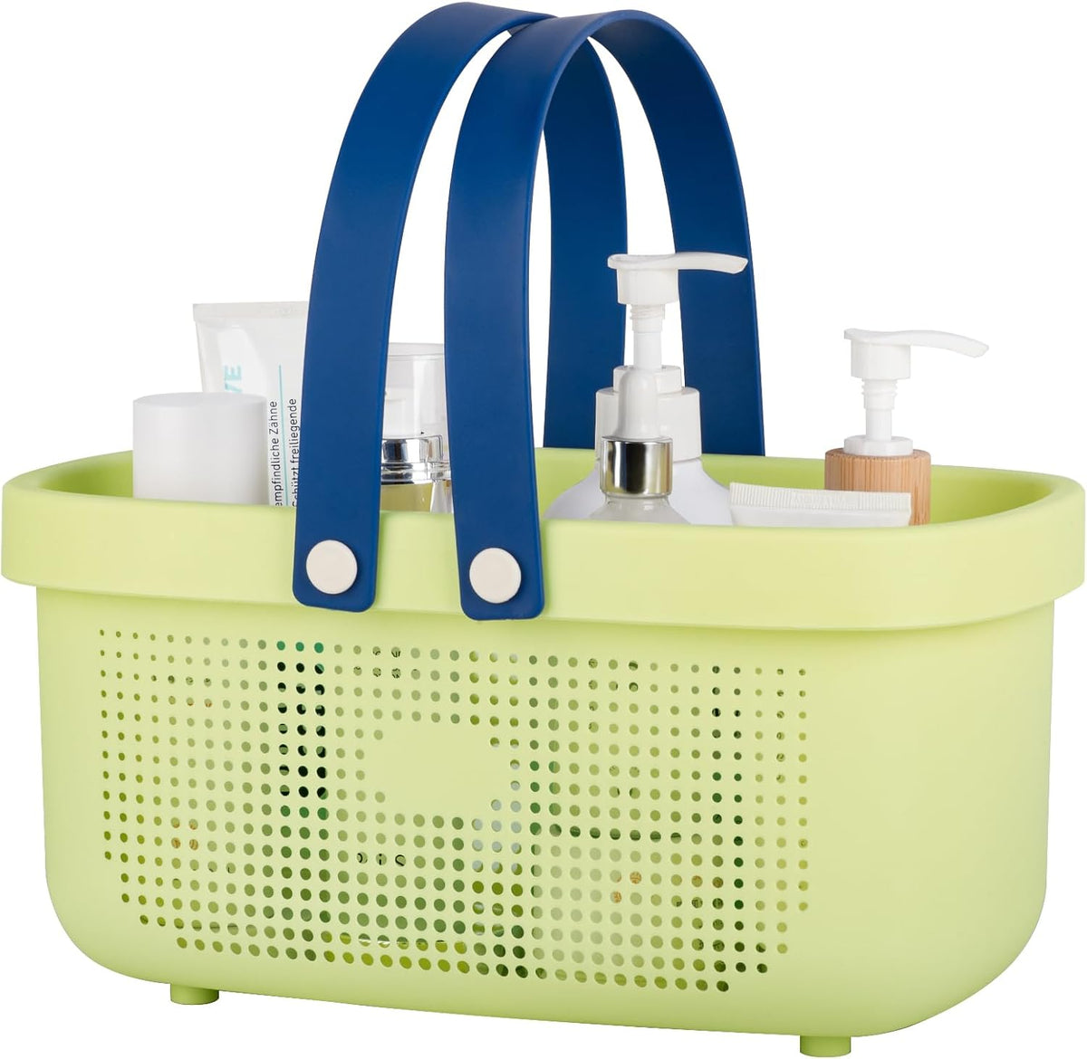 JiatuA Plastic Storage Basket with Handle Portable Shower Caddy Tote Organizer Basket Bin for Bathroom Kitchen Dorm Room Bedroom, Green