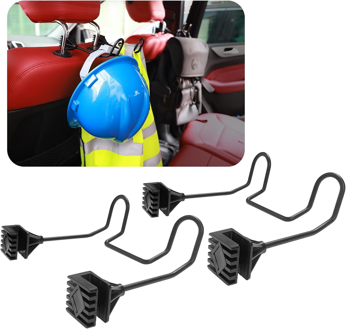 GODLIY Hard Hat Holder for Truck, Heavy-Duty Metal Car Headrest Hooks