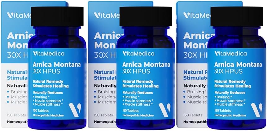 VitaMedica Arnica Montana 30X Rapid Dissolve Arnica Tablets for Natural Pain, Bruising, and Swelling Support - Homeopathic Medicine for Injury and Surgery Recovery - 150 Ct - 50 Servings