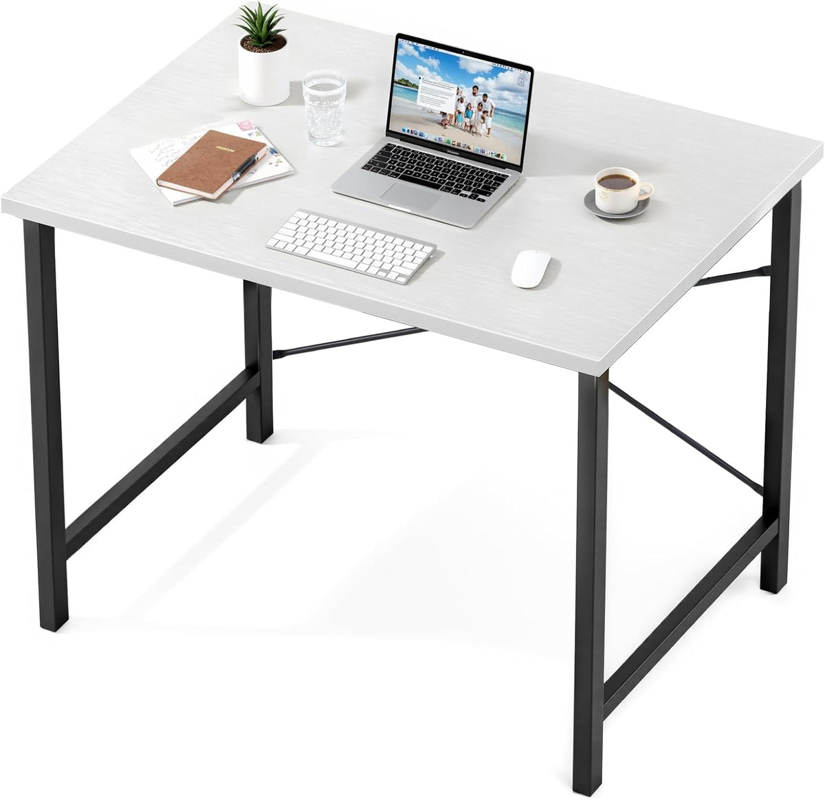 Sweetcrispy 32-Inch Small Computer Desk for Bedroom, Modern White